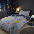 Catherine Lansfield Lost In Space Blue/Grey Reversible Duvet Set