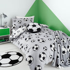 Catherine Lansfield Cosy Grey Football Fleece Reversible Duvet Set