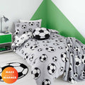 Catherine Lansfield Cosy Grey Football Fleece Reversible Duvet Set