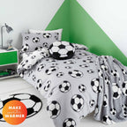 Catherine Lansfield Cosy Grey Football Fleece Reversible Duvet Set