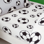 Catherine Lansfield White Cosy Football Fleece Fitted Sheet