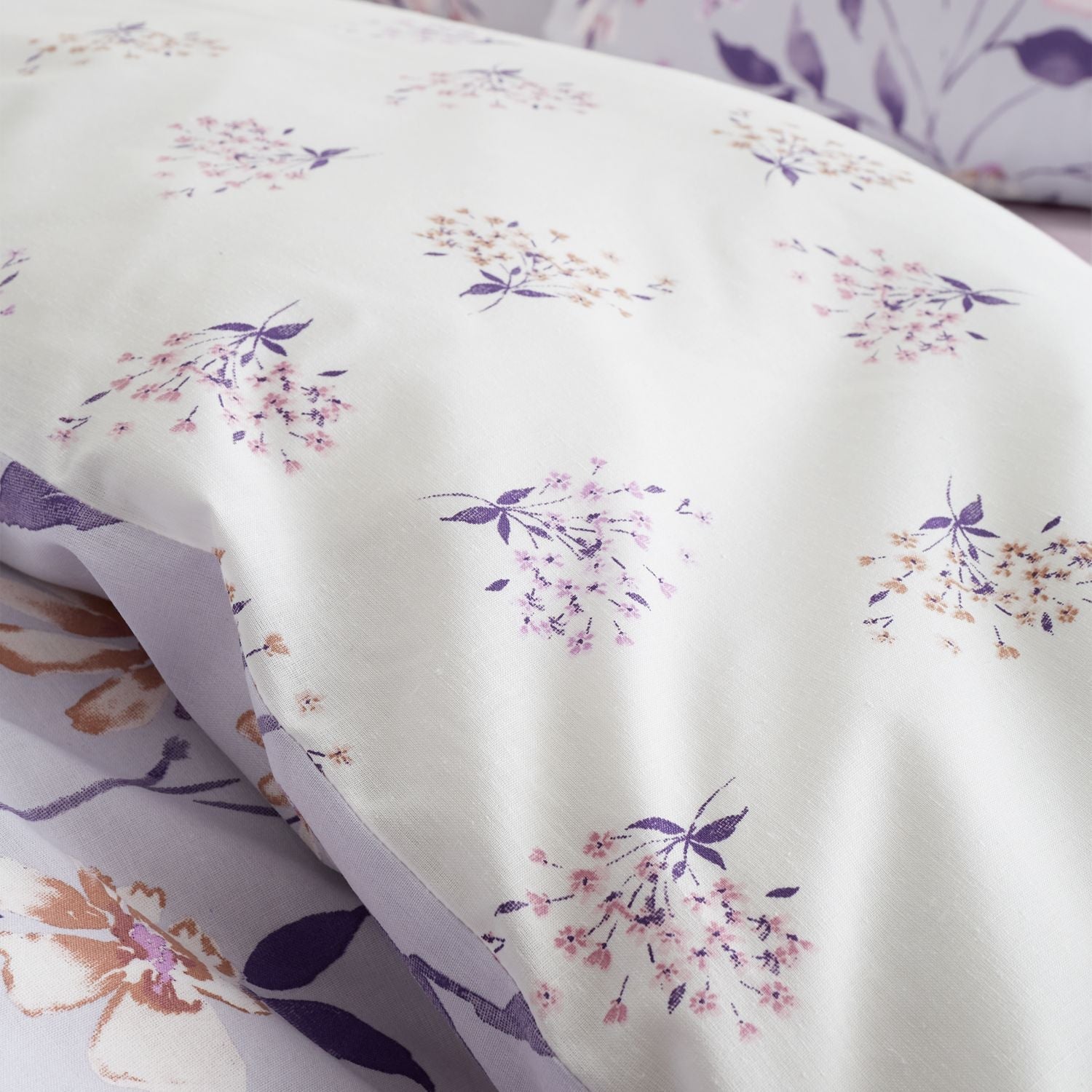 Catherine Lansfield Isadora Lilac Floral Reversible Duvet Set