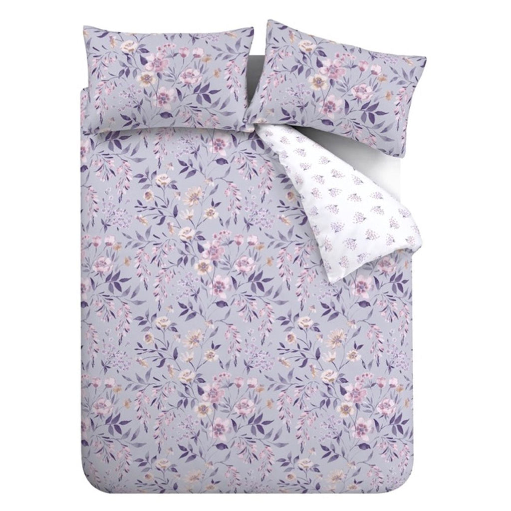 Catherine Lansfield Isadora Lilac Floral Reversible Duvet Set