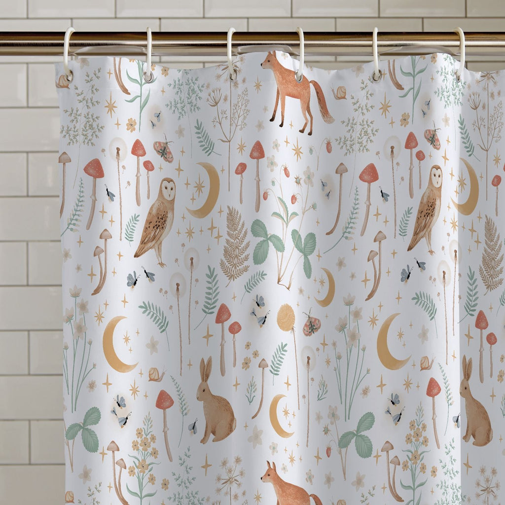 Catherine Lansfield Enchanted Twilight Animals White Shower Curtain