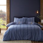 Catherine Lansfield Brushed Cotton Melrose Tweed Blue Check Duvet Set