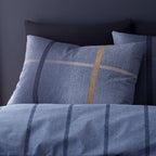 Catherine Lansfield Brushed Cotton Melrose Tweed Blue Check Duvet Set