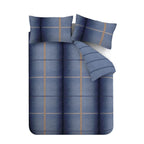 Catherine Lansfield Brushed Cotton Melrose Tweed Blue Check Duvet Set