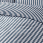 Catherine Lansfield Blue Stripe Brushed Cotton Reversible Duvet Set