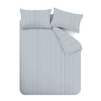 Catherine Lansfield Blue Stripe Brushed Cotton Reversible Duvet Set