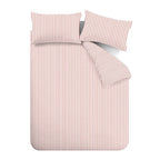 Catherine Lansfield Blush Pink Stripe Brushed Cotton Reversible Duvet Set