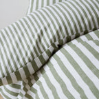 Catherine Lansfield Green Stripe Brushed Cotton Reversible Duvet Set