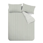 Catherine Lansfield Green Stripe Brushed Cotton Reversible Duvet Set