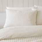 Catherine Lansfield Natural Stripe Brushed Cotton Reversible Duvet Set