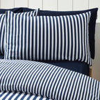 Catherine Lansfield Navy Blue Stripe Brushed Cotton Duvet Set