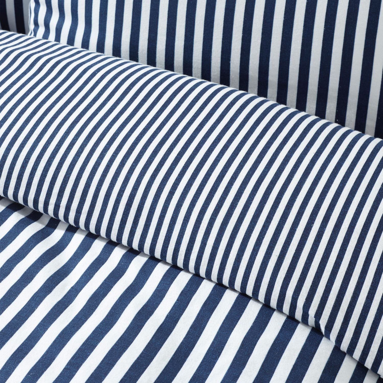 Catherine Lansfield Navy Blue Stripe Brushed Cotton Duvet Set
