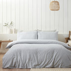 Catherine Lansfield Silver Stripe Brushed Cotton Reversible Duvet Set