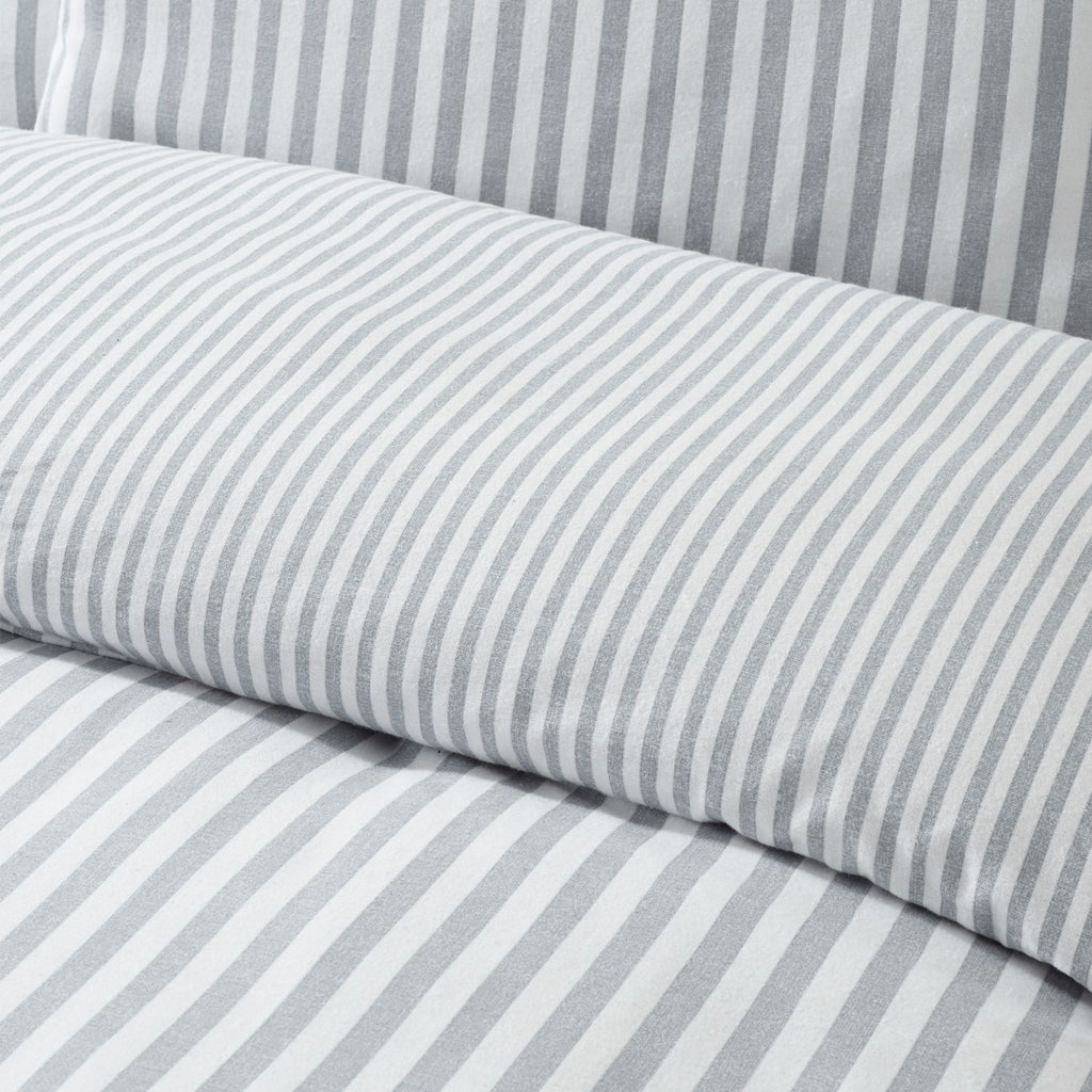 Catherine Lansfield Silver Stripe Brushed Cotton Reversible Duvet Set