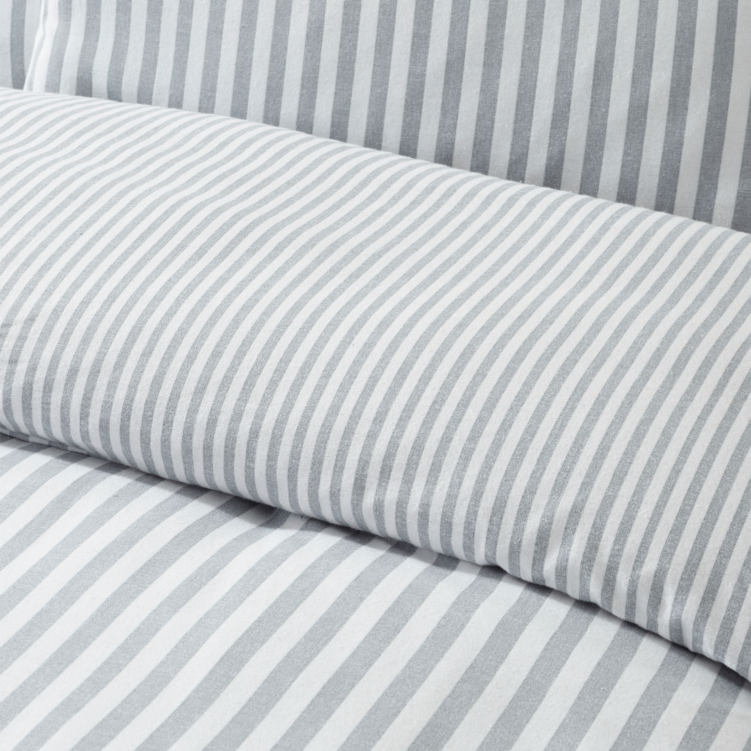 Catherine Lansfield Silver Stripe Brushed Cotton Reversible Duvet Set