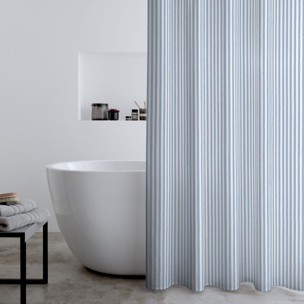 Catherine Lansfield Timeless Stripe Blue Shower Curtain