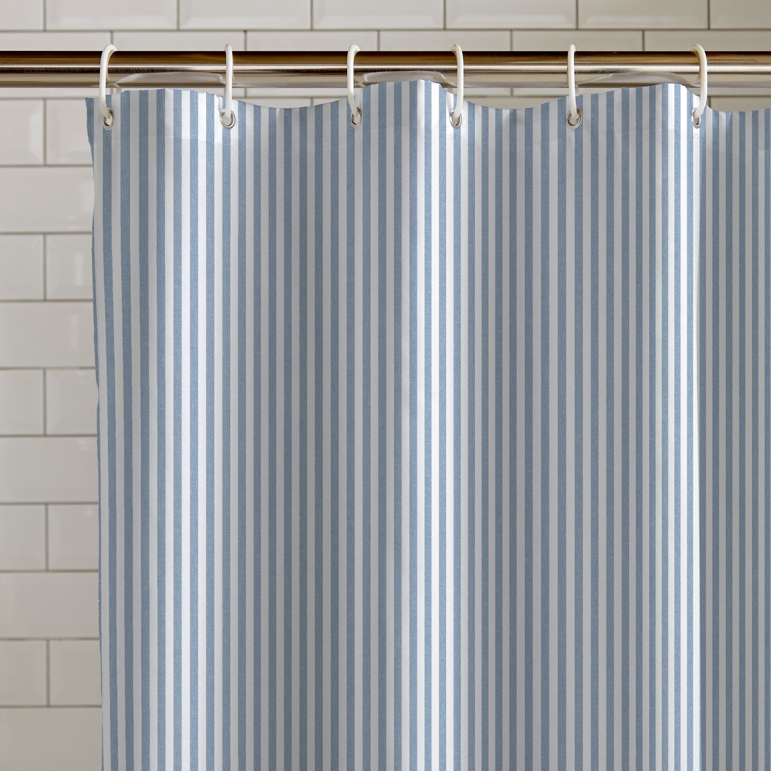 Catherine Lansfield Timeless Stripe Blue Shower Curtain