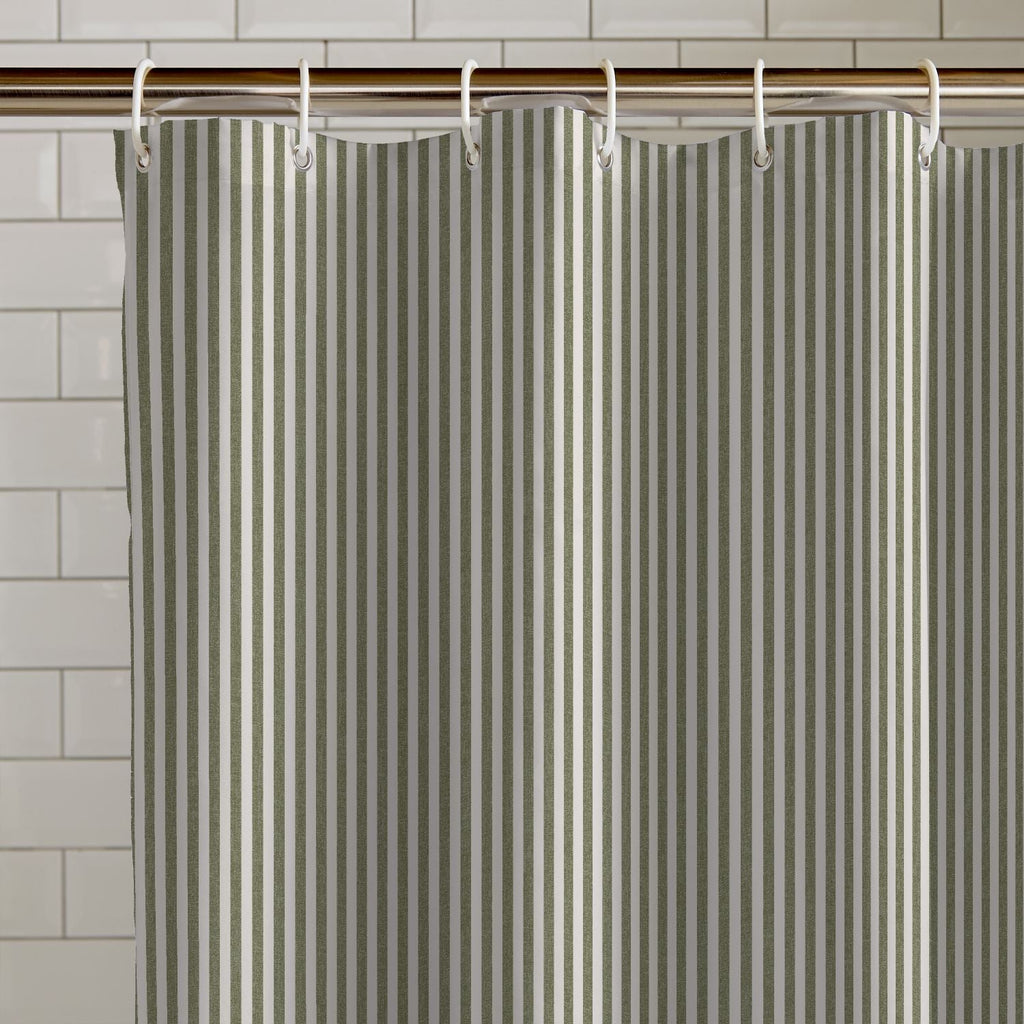 Catherine Lansfield Timeless Stripe Green Shower Curtain