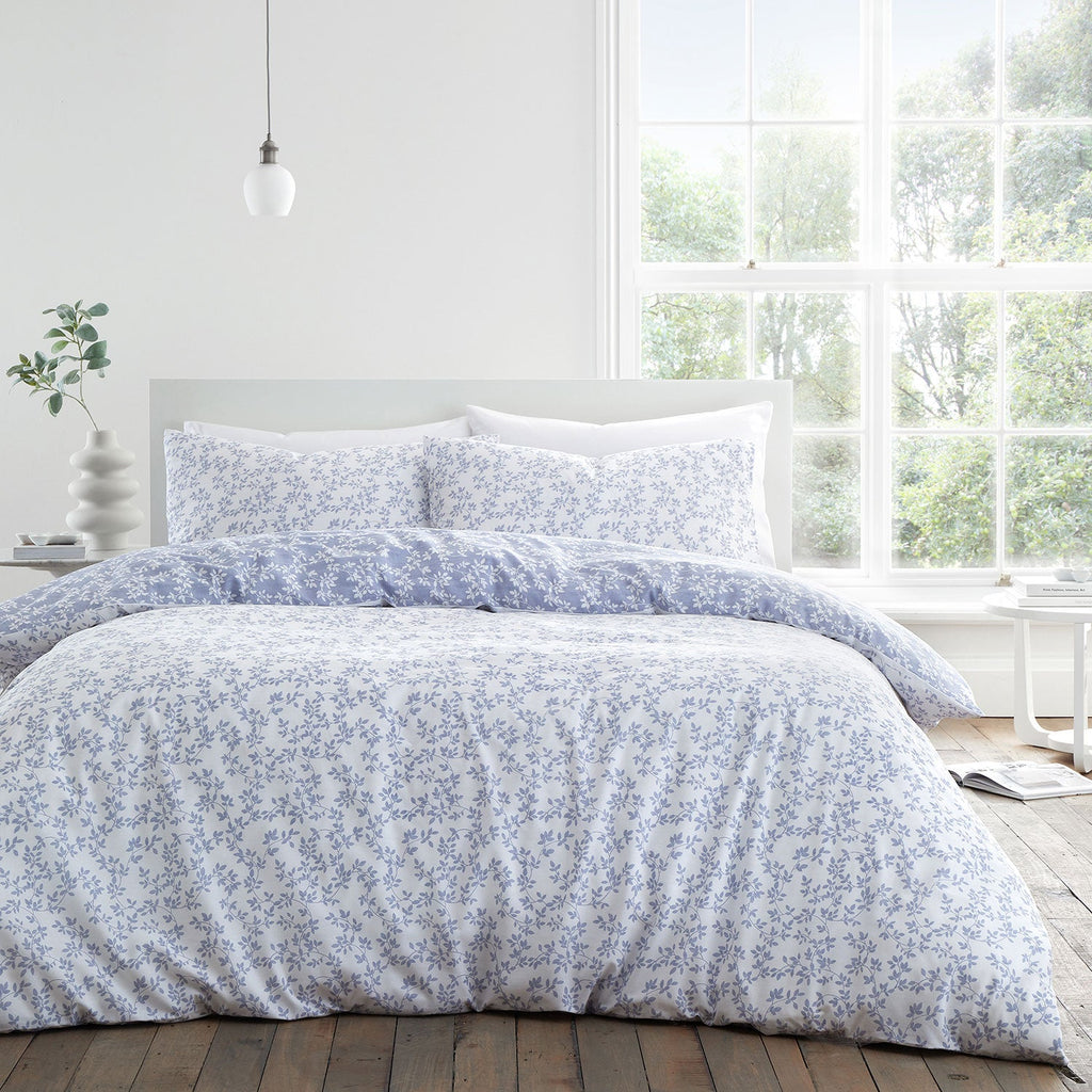 Bianca Shadow Leaves French Blue 200TC Duvet Set