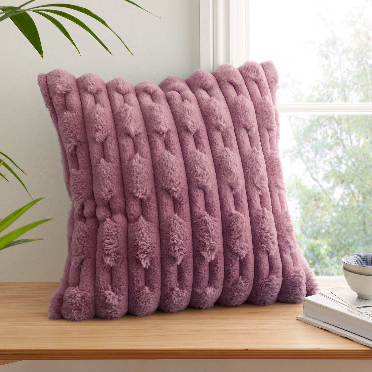 Bianca So Soft Pink Carved Faux Fur Cushion
