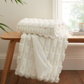 Bianca So Soft Cream Carved Faux Fur Blanket Throw