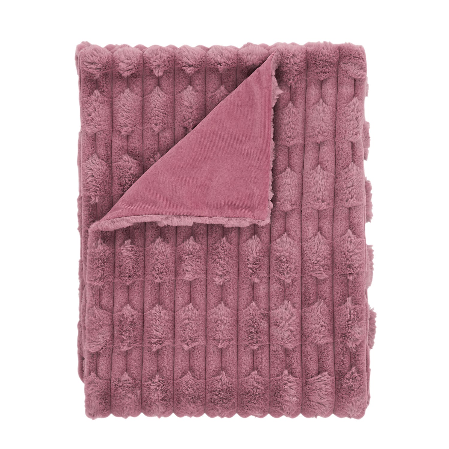 Bianca So Soft Pink Carved Faux Fur Blanket Throw