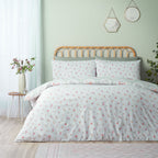 Catherine Lansfield Cameo Floral Soft Green Reversible Duvet Set