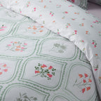 Catherine Lansfield Cameo Floral Soft Green Reversible Duvet Set