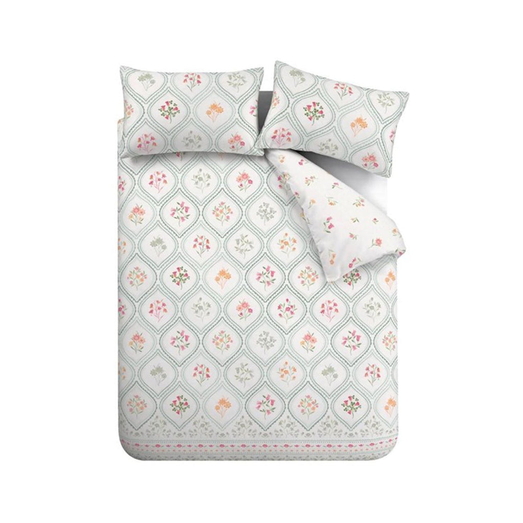Catherine Lansfield Cameo Floral Soft Green Reversible Duvet Set