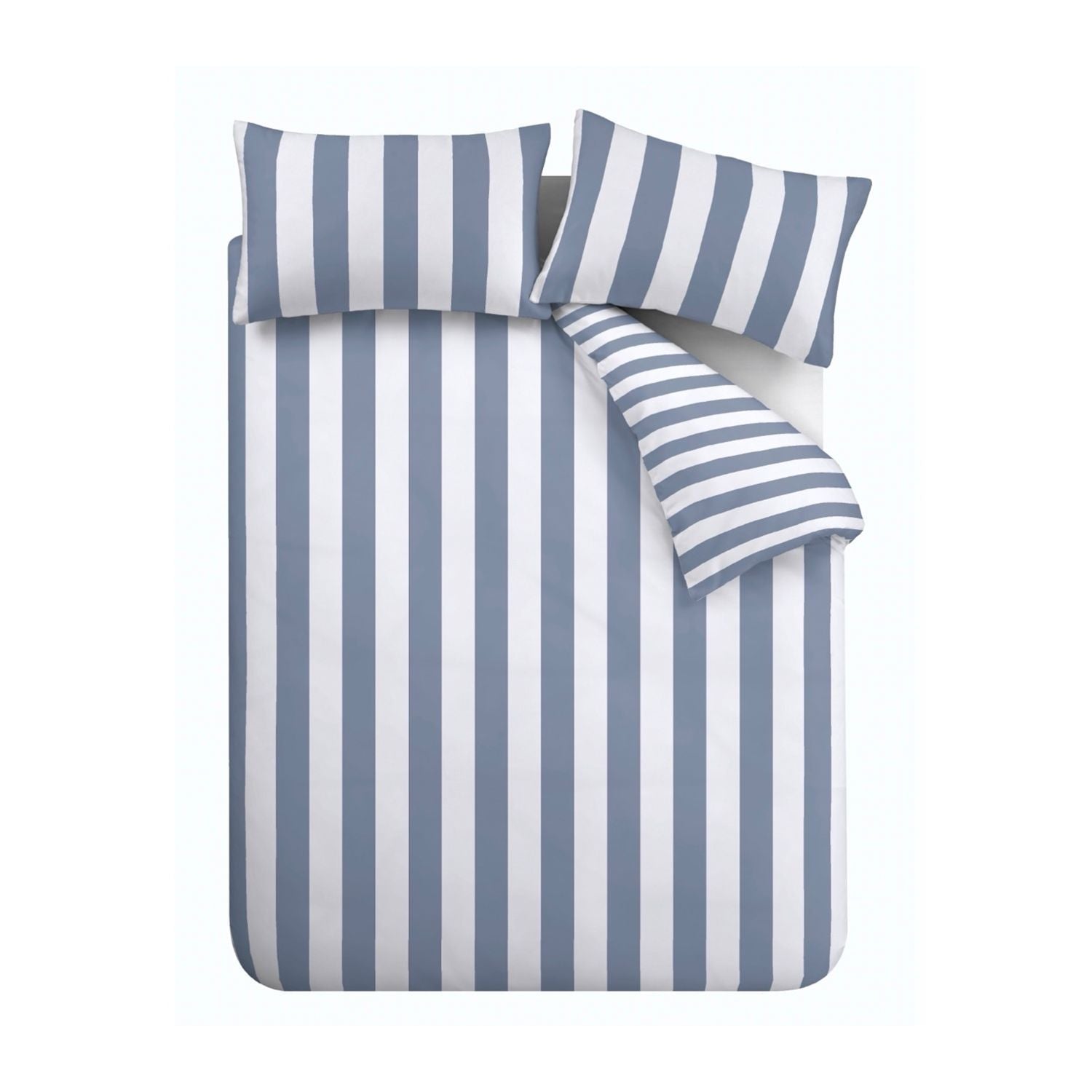 Catherine Lansfield Cove Stripe Blue Reversible Duvet Set
