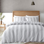 Catherine Lansfield Cove Stripe Grey Reversible Duvet Set