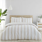 Catherine Lansfield Cove Stripe Natural Reversible Duvet Set