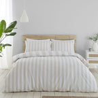 Catherine Lansfield Cove Stripe Natural Reversible Duvet Set