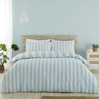 Catherine Lansfield Cove Stripe Seafoam Blue Reversible Duvet Set