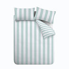 Catherine Lansfield Cove Stripe Seafoam Blue Reversible Duvet Set