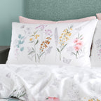 Catherine Lansfield Emilia White and Green Floral Reversible Duvet Set