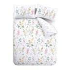 Catherine Lansfield Emilia White and Green Floral Reversible Duvet Set