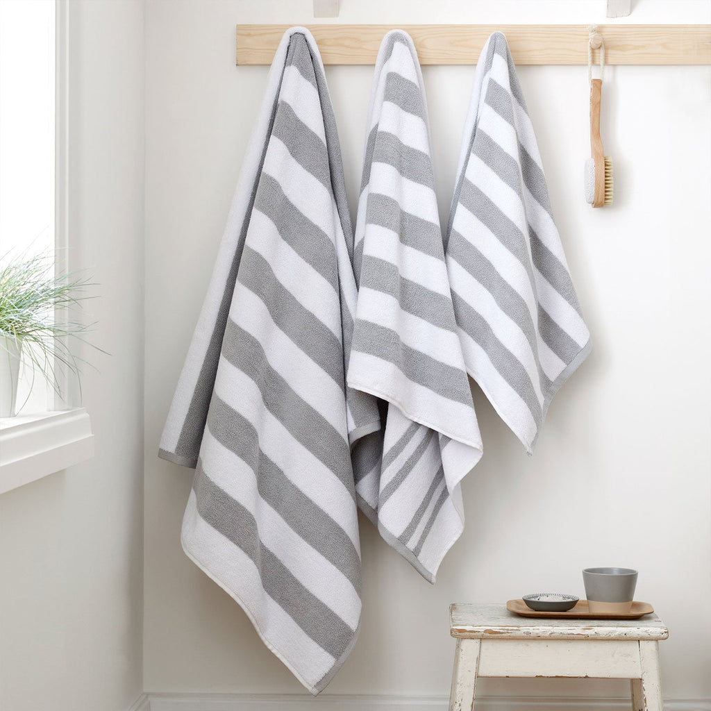 Bianca Reversible Stripe Grey Jacquard Towels