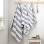 Bianca Reversible Stripe Grey Jacquard Towels