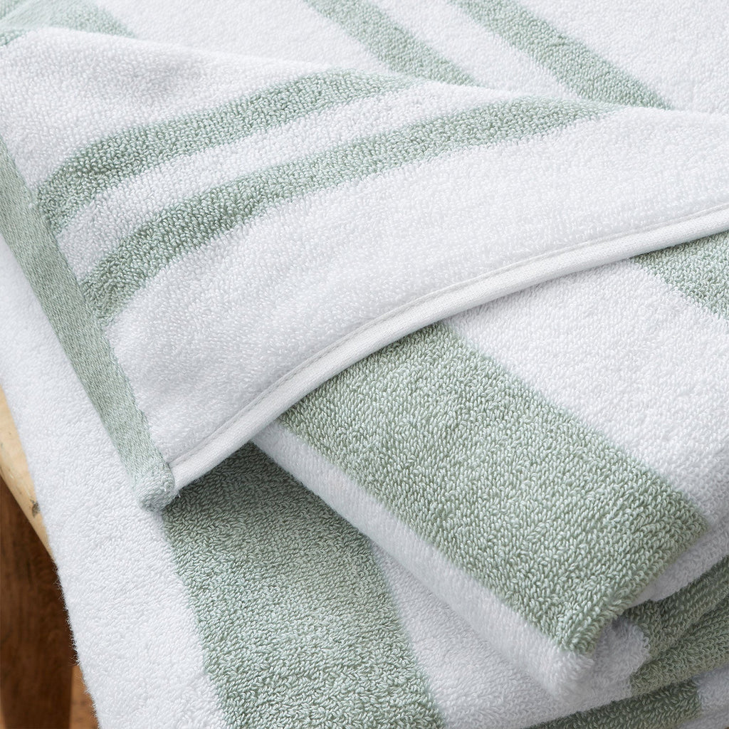 Bianca Reversible Stripe Sage Green Jacquard Towels