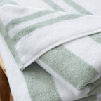 Bianca Reversible Stripe Sage Green Jacquard Towels