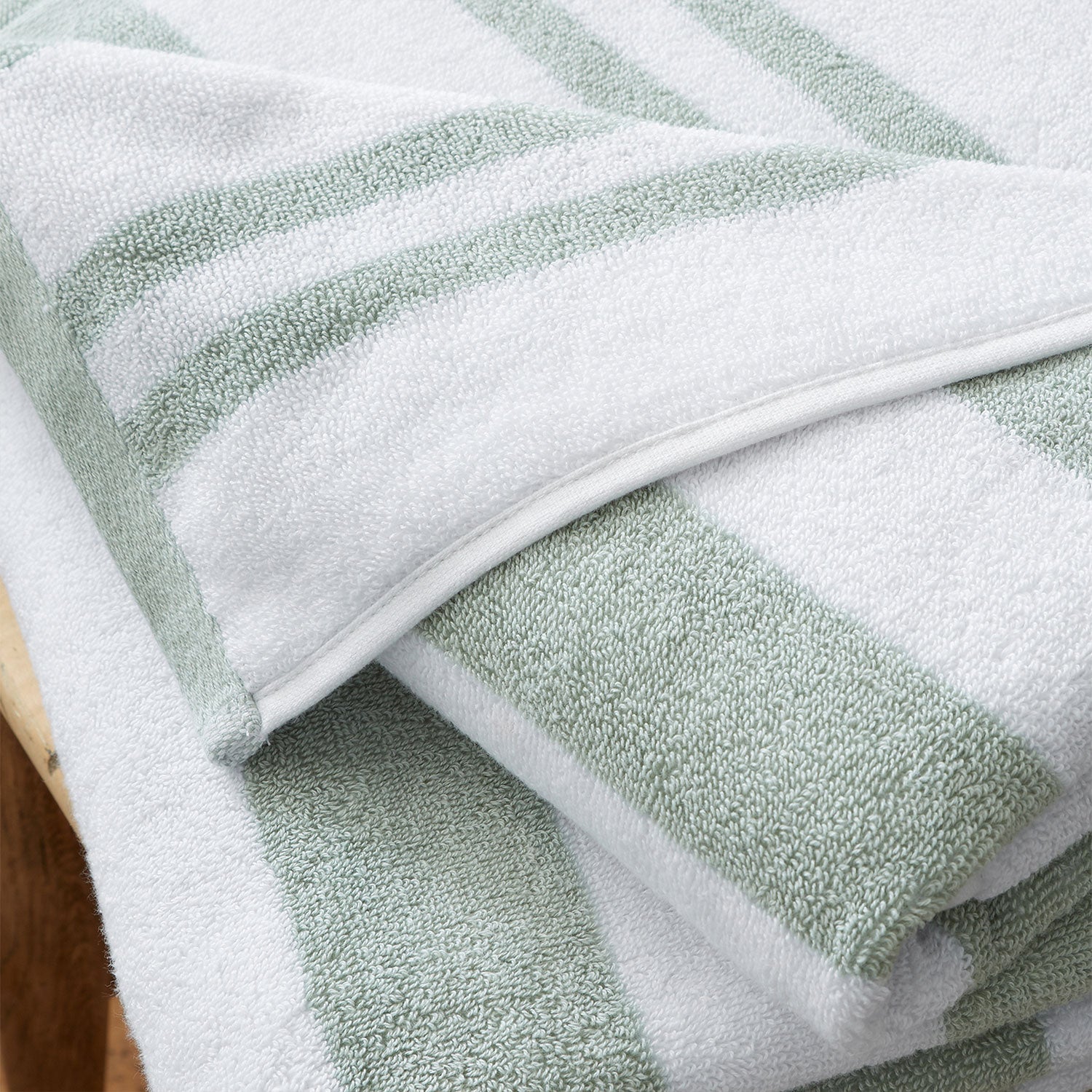 Bianca Reversible Stripe Sage Green Jacquard Towels