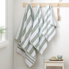 Bianca Reversible Stripe Sage Green Jacquard Towels