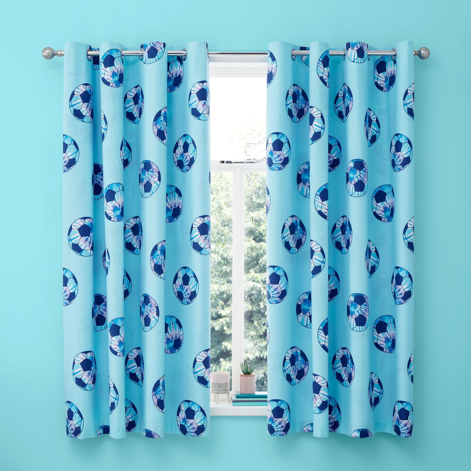 Catherine Lansfield Tie Dye Football Reversible Curtains