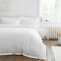 Bianca Oxford Lace Trim White 200TC Cotton Duvet Set