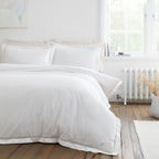 Bianca Oxford Lace Trim White 200TC Cotton Duvet Set