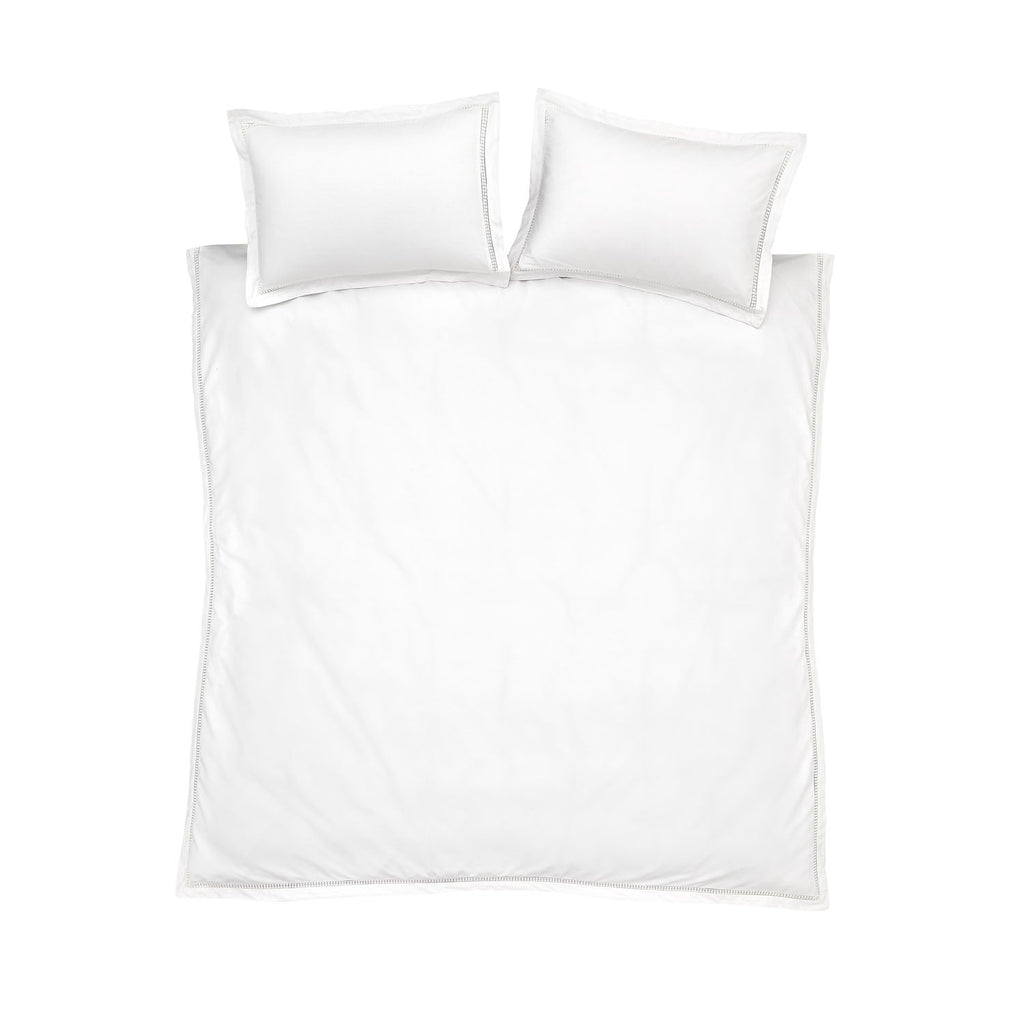 Bianca Oxford Lace Trim White 200TC Cotton Duvet Set